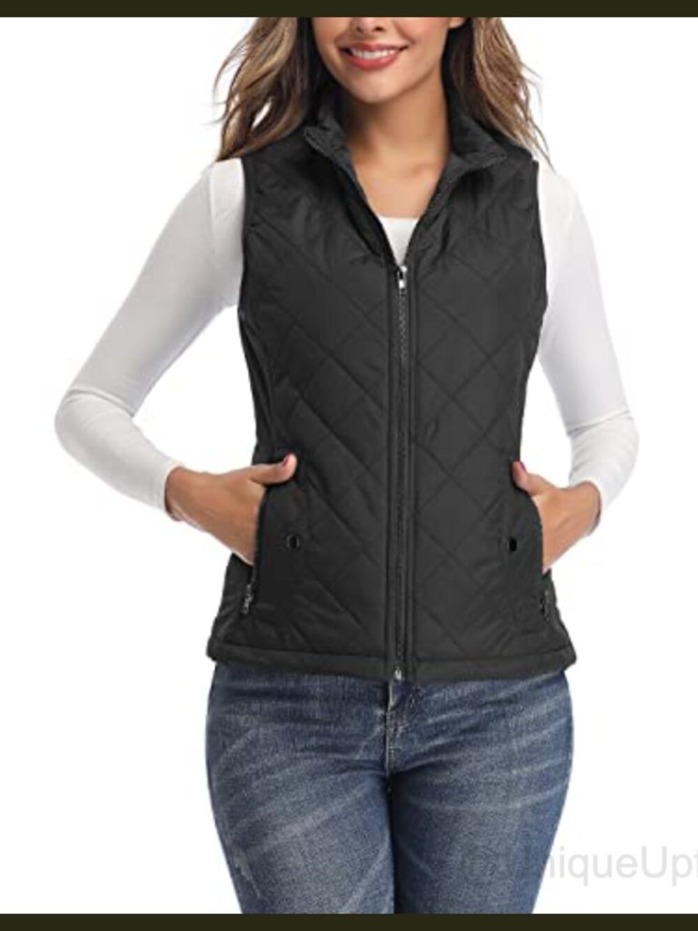 Quilted Puffer Vest Lightweight Packable Zip-Up Sleeveless